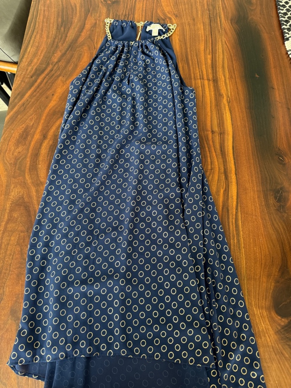 Michael Kors Navy Maxi Skirt with Gold Chain Detail